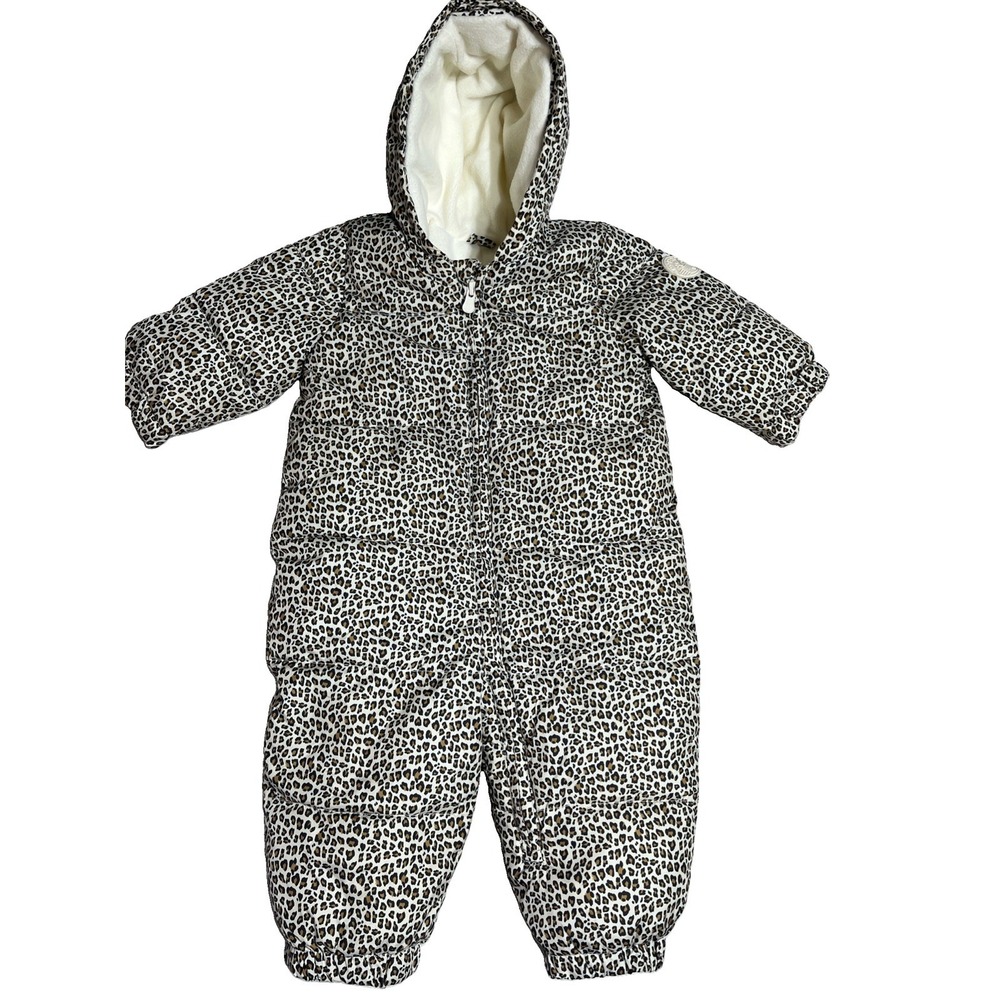 Baby Gap Cold Control Max Puffer One Piece Snowsuit Size 12-18 Months Leopard